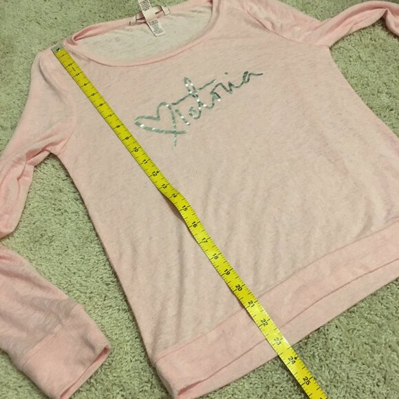 Victoria's Secret Baby Pink Word Art Long Sleeve Knit Tee - Picture 15 of 16
